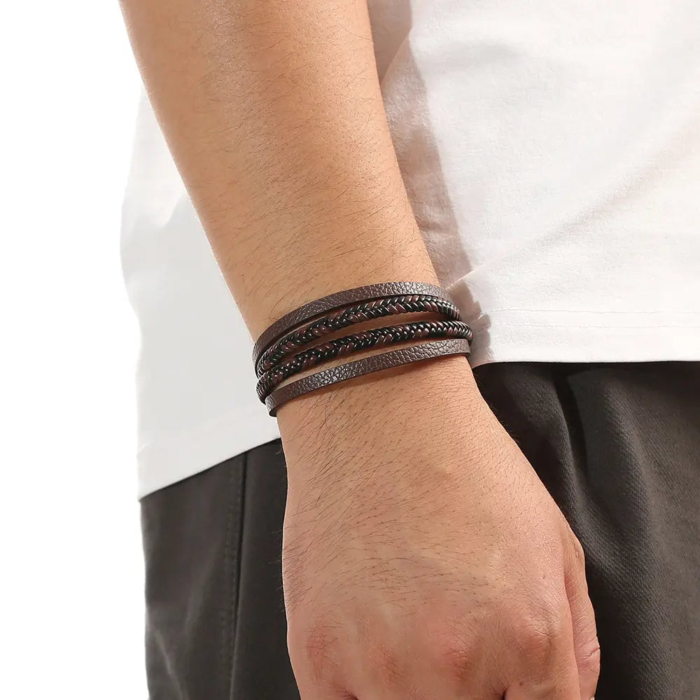 Braceletes Masculino Slap em Couro - Linha Classic