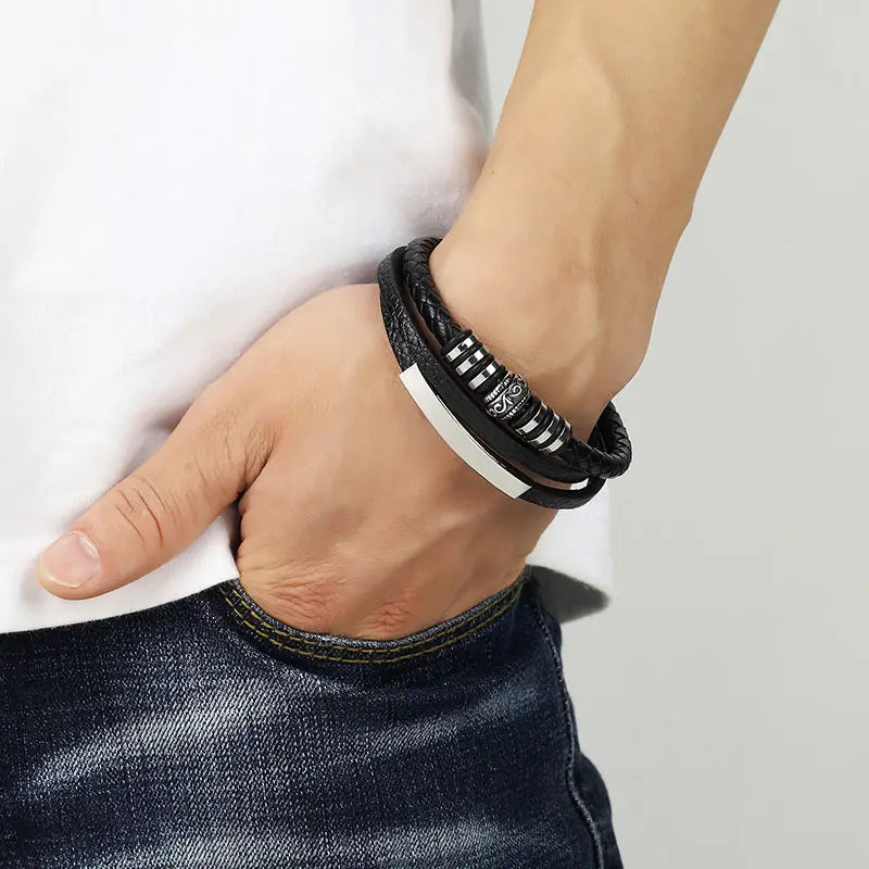Pulseira para homens, bracelete preto, bracelete masculino