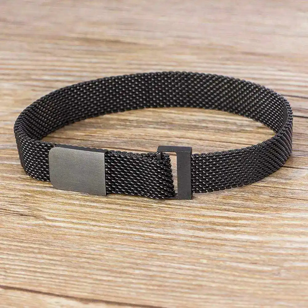 Pulseira Masculina Martin de Malha Aço Preto