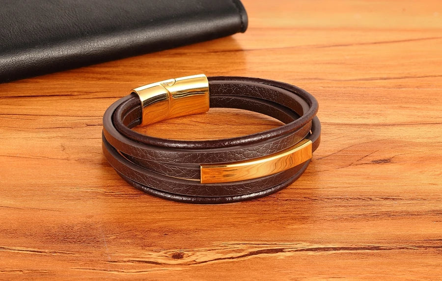 Pulseira de Couro Masculina Aaron - Agma Brasil