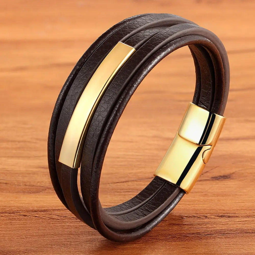 Pulseira de Couro Masculina Aaron - Agma Brasil