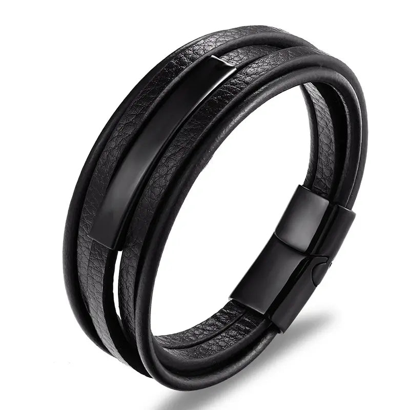 Pulseira de Couro Masculina Aaron - Bracelte Maculino em couro, Pulseira em couro, pulseira para homem, 