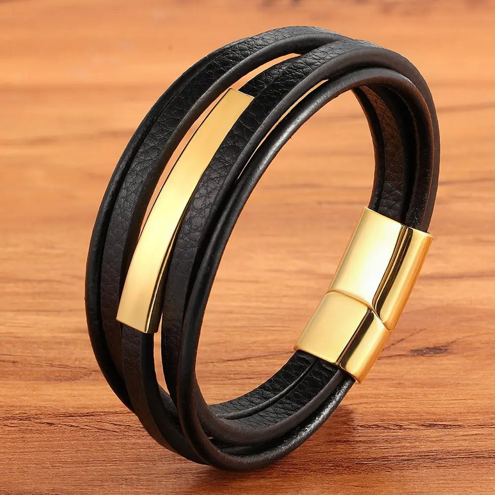 Pulseira de Couro Masculina Aaron - Agma Brasil