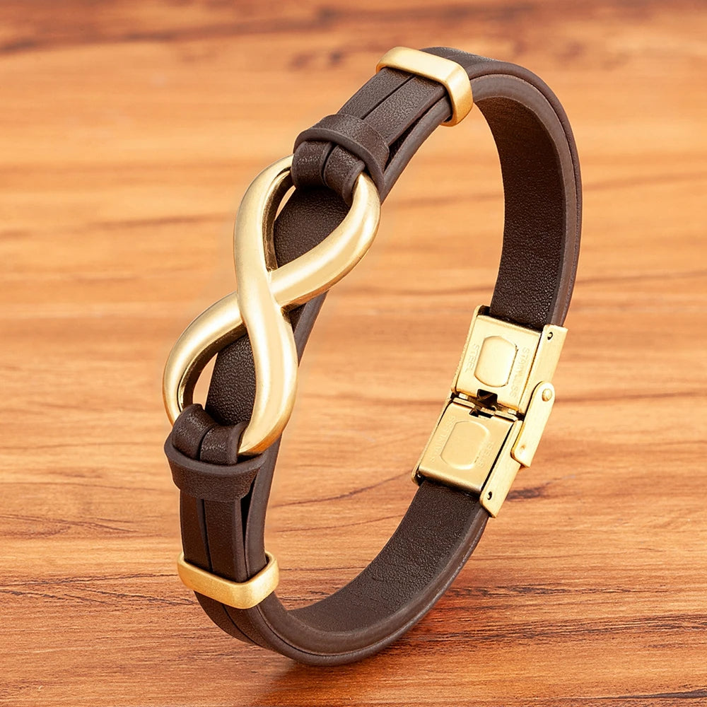 Pulseira de Couro Masculina Infinito - Agma Brasil